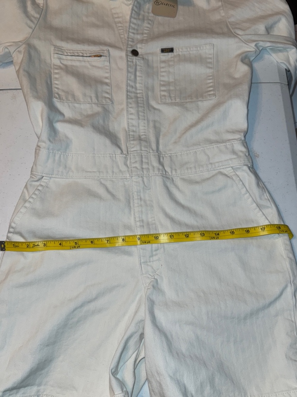 Lee Union-Alls Denim Short Romper Jumpsuit Ivory |Cream Utility Jumpsuit Small - Picture 16 of 16